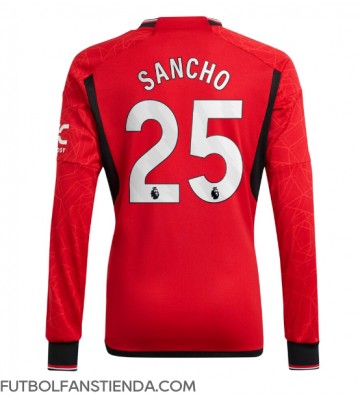 Manchester United Jadon Sancho #25 Primera Equipación 2023-24 Manga Larga